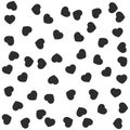 Black and white pattern with chaotic hearts. Seamless vector love background. Stylish Valentine\'s day wallpaper.